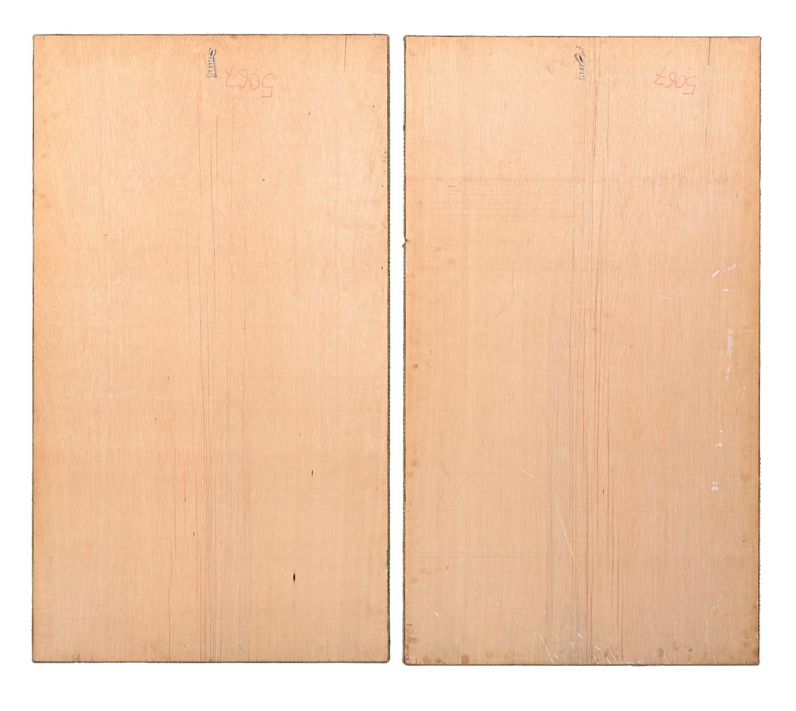 A PAIR OF JAPANESE EMBROIDERED SILK PANELS DEPICTING A PEACOCK AND BIRDS, 20TH CENTURY - Image 4 of 4