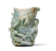 A CHINESE JADEITE BRUSH VASE, 19TH CENTURY