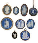 A SELECTION OF FRAMED ENGLISH DRY-BODIED STONEWARE PLAQUES, VARIOUS DATES SECOND HALF 18TH CENTURY