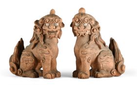 A PAIR OF CARVED AND PAINTED WOOD FIGURAL SCULPTURES, 19TH CENTURY