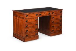 Y A SATINWOOD AND EBONISED PEDESTAL DESK, 19TH CENTURY