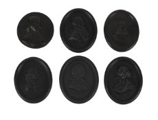 A COLLECTION OF VARIOUS OTHER BLACK BASALT OVAL PORTRAIT PLAQUES OF FRENCH NOTABLES, CIRCA 1770-1800