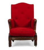 A VICTORIAN OAK ARMCHAIR, CIRCA 1860