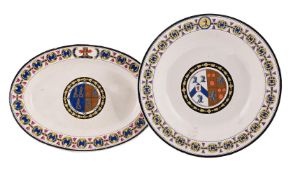 A TURNER'S CREAMWARE CRESTED AND ARMORIAL OVAL DISH OR STAND, CIRCA 1770