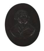 A STAFFORDSHIRE BLACK BASALT PORTRAIT BUST OF CHARLES JAMES FOX, LATE 18TH OR EARLY 19TH CENTURY