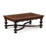 Y AN IVORY AND EBONY INLAID HARDWOOD LOW OR COFFEE TABLE, LATE 20TH CENTURY