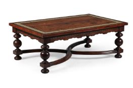 Y AN IVORY AND EBONY INLAID HARDWOOD LOW OR COFFEE TABLE, LATE 20TH CENTURY