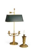 A BRASS TWO-LIGHT BOUILLOTTE TABLE LAMP IN 19TH CENTURY STYLE, 20TH CENTURY