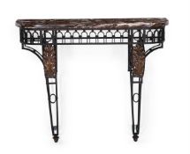 A WROUGHT IRON AND GILT METAL CONSOLE TABLE, FRENCH, IN THE MANNER OF EDGAR BRANDT, 19TH CENTURY