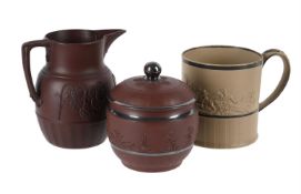 A GROUP OF THREE HOLLINS STONEWARE ITEMS, LAST QUARTER 18TH CENTURY