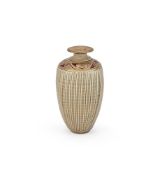 A FLUTED STONEWARE VASE, BRIDGET DRAKEFORD, CONTEMPORARY