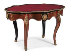 Y A NAPOLEON III EBONISED AND TORTOISESHELL MARQUETRY CENTRE TABLE, FRENCH, THIRD QUARTER 19TH CENTU