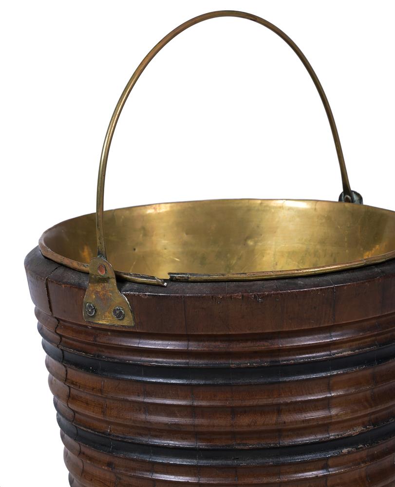 A MATCHED PAIR OF CHERRYWOOD AND BRASS TEA BUCKETS, 19TH CENTURY - Image 2 of 4