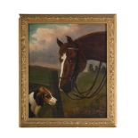 FOLLOWER OF COLIN GRAEME ROE, PORTRAIT OF A CHESTNUT HORSE WITH HOUND