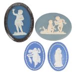 A NEALE & CO. PALE-BLUE JASPER PLAQUE OF A BOY BIRD NESTING, LATE 18TH CENTURY