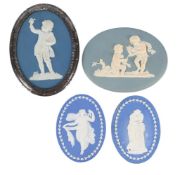 A NEALE & CO. PALE-BLUE JASPER PLAQUE OF A BOY BIRD NESTING, LATE 18TH CENTURY