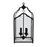 A LARGE PATINATED METAL HALL LANTERN, IN REGENCY STYLE, 20TH CENTURY