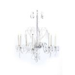 A CLEAR GLASS EIGHT-LIGHT CHANDELIER, MID 20TH CENTURY