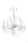 A CLEAR GLASS EIGHT-LIGHT CHANDELIER, MID 20TH CENTURY