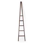 AN OAK AND PINE TAPERED LIBRARY LADDER, LATE 19TH OR EARLY 20TH CENTURY