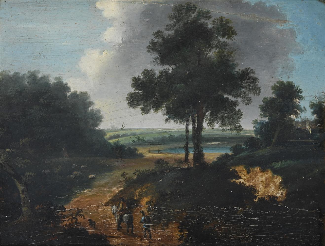 BRITISH SCHOOL (LATE 18TH/EARLY 19TH CENTURY), FIGURES TRAVELLING ON A COUNTRY PATH - Image 2 of 3