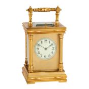 A FRENCH GILT BRASS CARRIAGE CLOCK WITH PUSH-BUTTON REPEAT, LATE 19TH CENTURY