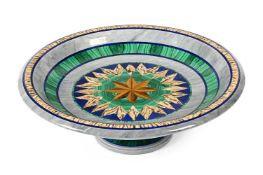 A SPECIMEN STONE AND MARBLE TAZZA, OF RECENT MANUFACTURE