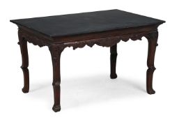 A CARVED HARDWOOD LOW CENTRE TABLE, IN MID 18TH CENTURY STYLE