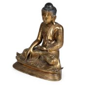 A LARGE BURMESE BRONZE BUST OF BUDDHA, IN MANDELAY STYLE, LATE 19TH OR EARLY 20TH CENTURY