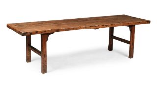 AN ELM REFECTORY DINING TABLE, 19TH CENTURY