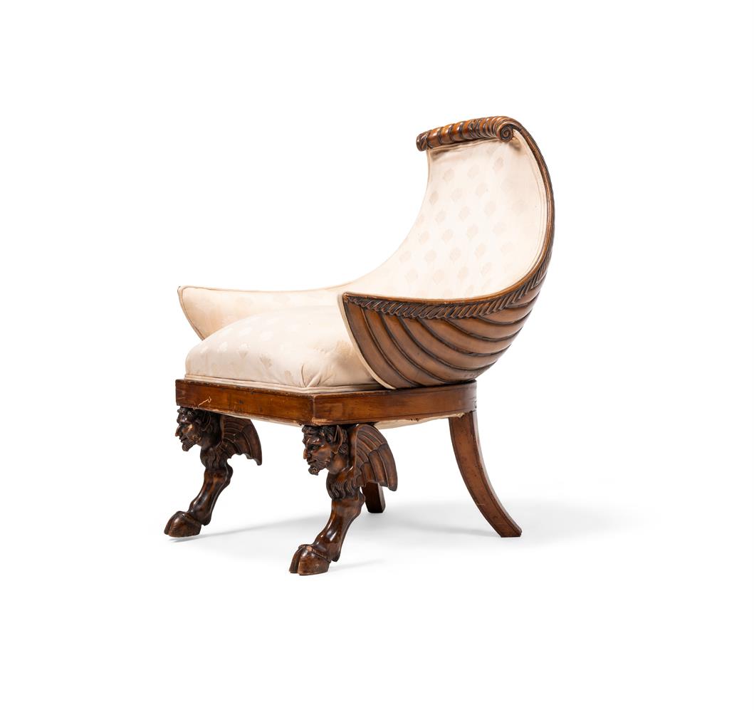 AN UNUSUAL CHERRYWOOD 'KLISMOS' ARMCHAIR, INCORPORATING 19TH AND 20TH CENTURY ELEMENTS - Image 2 of 4