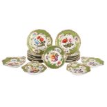 A SPODE FELSPAR PORCELAIN BOTANICAL PART DESSERT SERVICE, CIRCA 1830