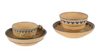 A WEDGWOOD CANEWARE TEA CUP AND SAUCER, CIRCA 1790