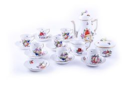A HEREND 'FRUIT AND FLOWERS' PATTERN PART COFFEE SERVICE, 20TH CENTURY
