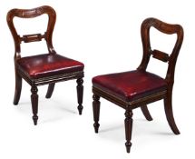 ANOTHER PAIR OF GEORGE IV MAHOGANY AND STUDDED LEATHER SIDE CHAIRS, BY GILLOWS, CIRCA 1825