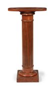 A WALNUT FLUTED PEDESTAL, 20TH CENTURY