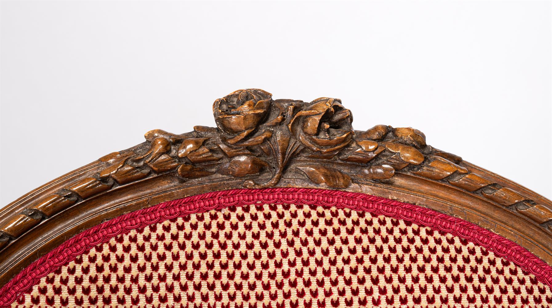 A PAIR OF CARVED BEECH AND UPHOLSTERED FAUTEUIL, LATE 19TH OR EARLY 20TH CENTURY - Image 2 of 3