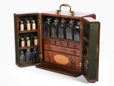 A GEORGE III MAHOGANY AND HAREWOOD APOTHECARY CHEST, LATE 18TH CENTURY