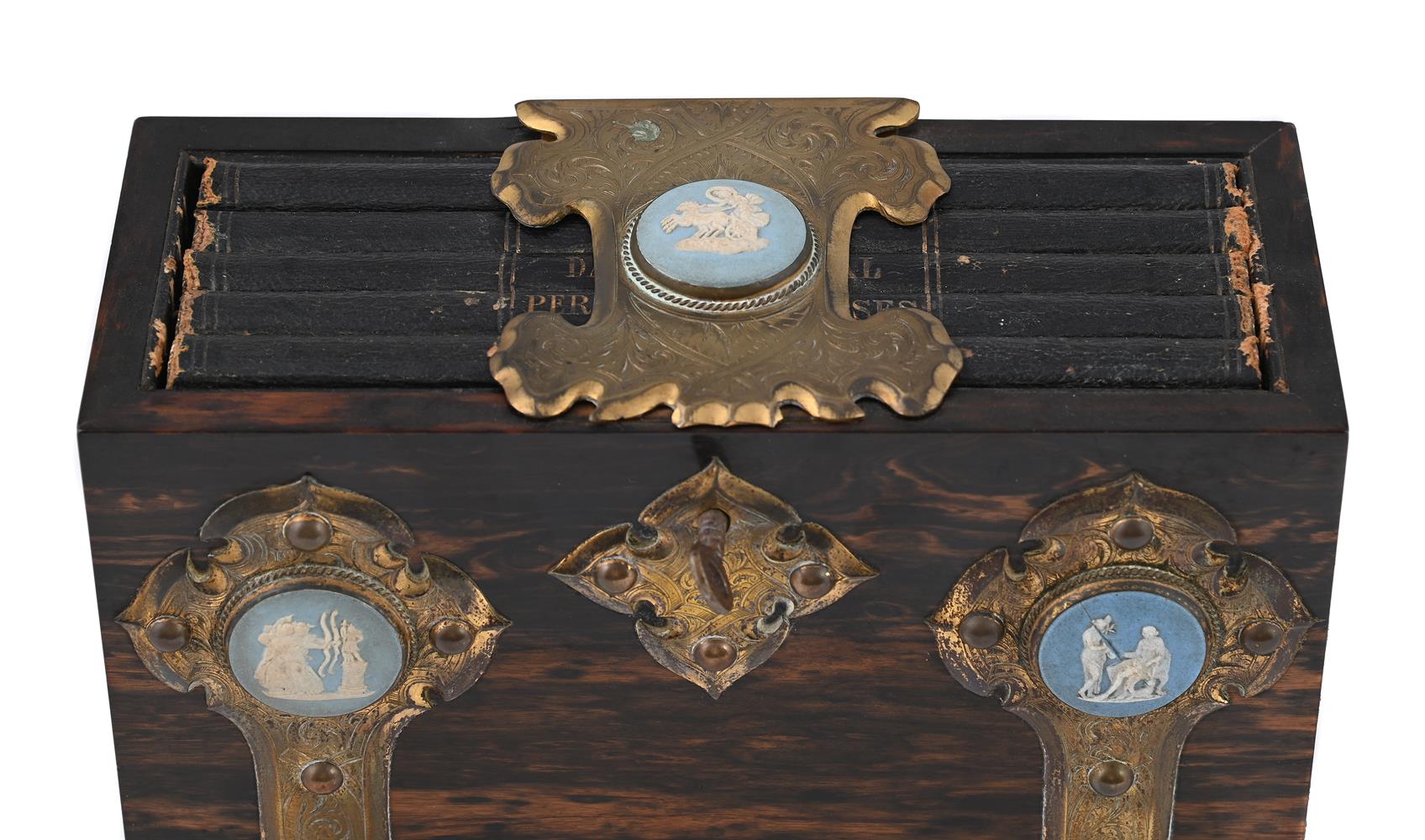 Y A VICTORIAN GILT METAL MOUNTED CALAMANDER DESK BOOK HOLDER, BY MANOAH RHODE, CIRCA 1878 - Image 2 of 3