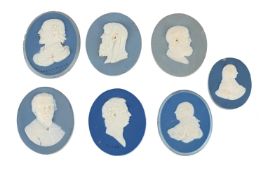 A SELECTION OF WEDGWOOD & BENTLEY PALE-BLUE JASPER OVAL PORTRAIT PLAQUES, CIRCA 1769-80
