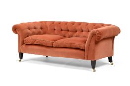 A BURNT ORANGE CHESTERFIELD SOFA, 20TH CENTURY