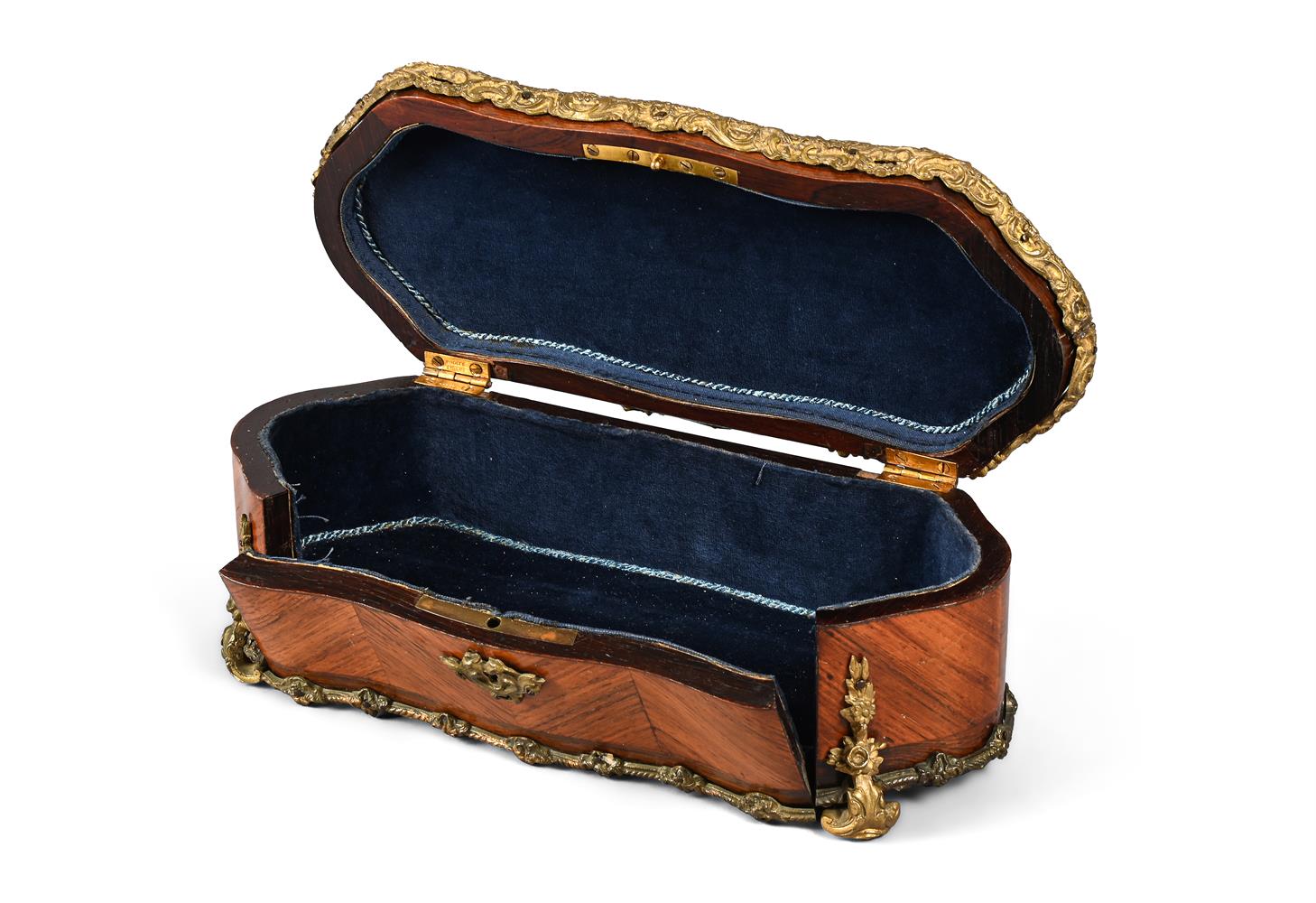 Y A ROSEWOOD, BRASS MOUNTED AND IVORY INLAID GLOVE BOX, NAPOLEAN III, 19TH CENTURY - Image 2 of 4