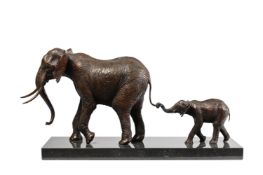 λ JONATHAN WYLDER (BRITISH B. 1957), ELEPHANTS, MOTHER AND CALF