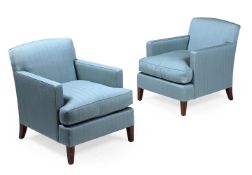 A PAIR OF DUCK EGG BLUE ARMCHAIRS, OF RECENT MANUFACTURE