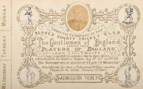 ENGLISH SCHOOL (19TH CENTURY)AN ADMISSION TICKET FOR A BENEFIT MATCH IN HONOUR OF JOHN LILLYWHITE