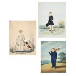 S. BETTS (BRITISH 19TH CENTURY), A PORTRAIT OF A BOY WITH A CRICKET BAT; AND TWO OTHERS (3)