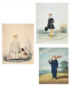 S. BETTS (BRITISH 19TH CENTURY), A PORTRAIT OF A BOY WITH A CRICKET BAT; AND TWO OTHERS (3)