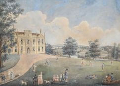 ENGLISH SCHOOL (EARLY 19TH CENTURY), CRICKET AT SANDLEFORD PRIORY