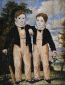 JAMES WARREN CHILDE (1778-1862), A PORTRAIT MINIATURE OF TWO YOUNG CRICKETERS