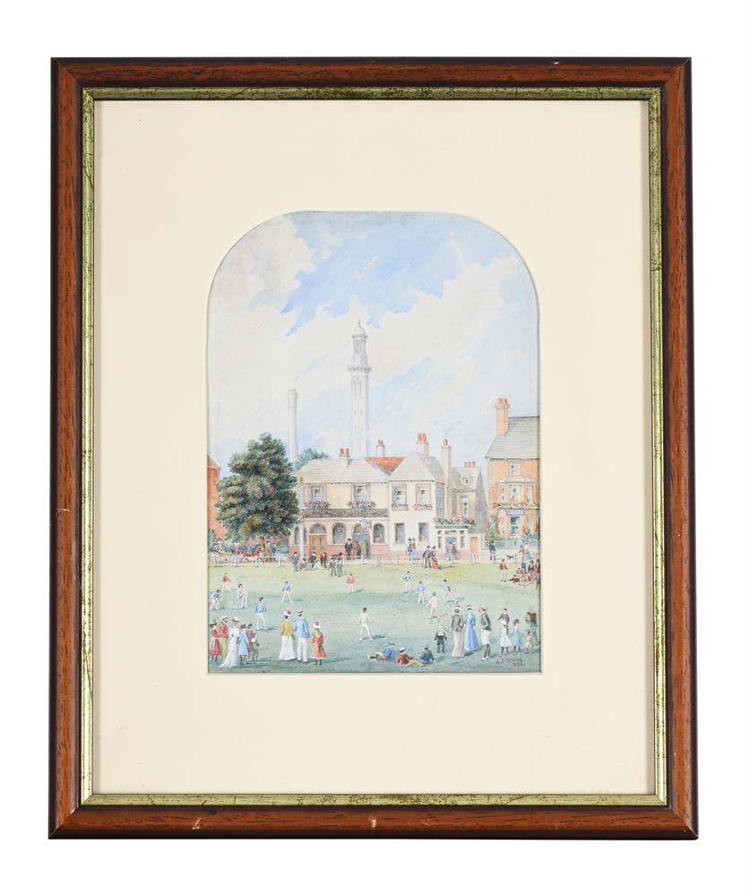 A. J. ADAMS (19TH CENTURY), A CRICKET MATCH BEFORE A FACTORY - Image 2 of 3